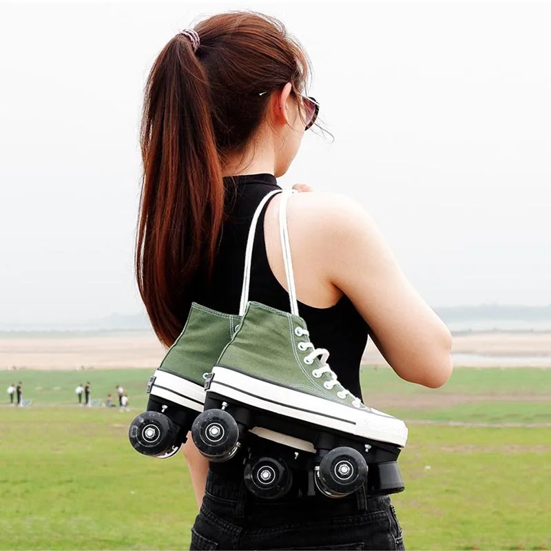 Парусиновые четырехколесные коньки JK унисекс взрослые и детские роликовые