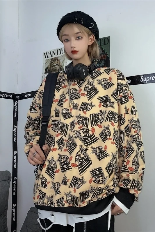 Модный осенний двойной капюшон с принтом зебры и длинным рукавом | Женская одежда