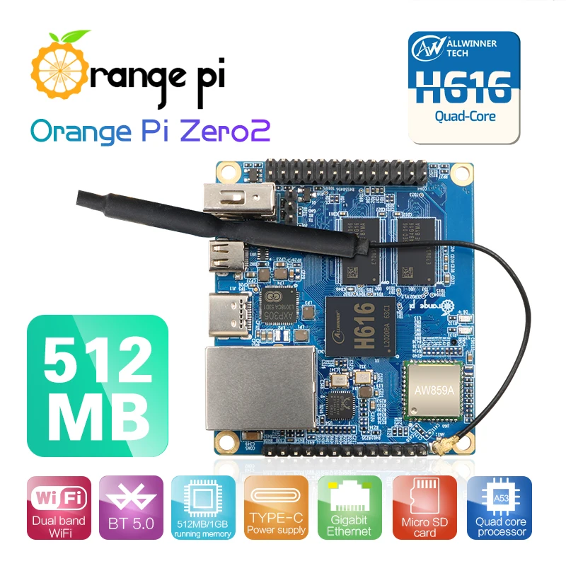 Orange Pi Zero 2 512 Мб с чипом Allwinner H616 поддержка гигабитной сети BT Wif Run Android 10 Ubuntu Debian OS одна плата|Демонстрационные