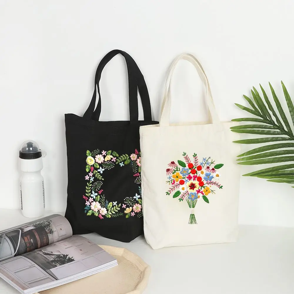 

Carrying Bag Flower Pattern Embroidery Hoops Sewing Needlepoint Kits Cloth Threads Tools Cross Stitch Embroidery Kit