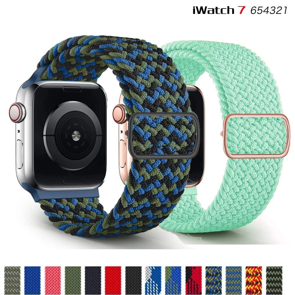 

Nylon Strap for apple watch band 44mm 40mm 41mm 45mm 38mm smart watch Braid Bracelet apple watch series 7 6 5 4 3 se Watchband