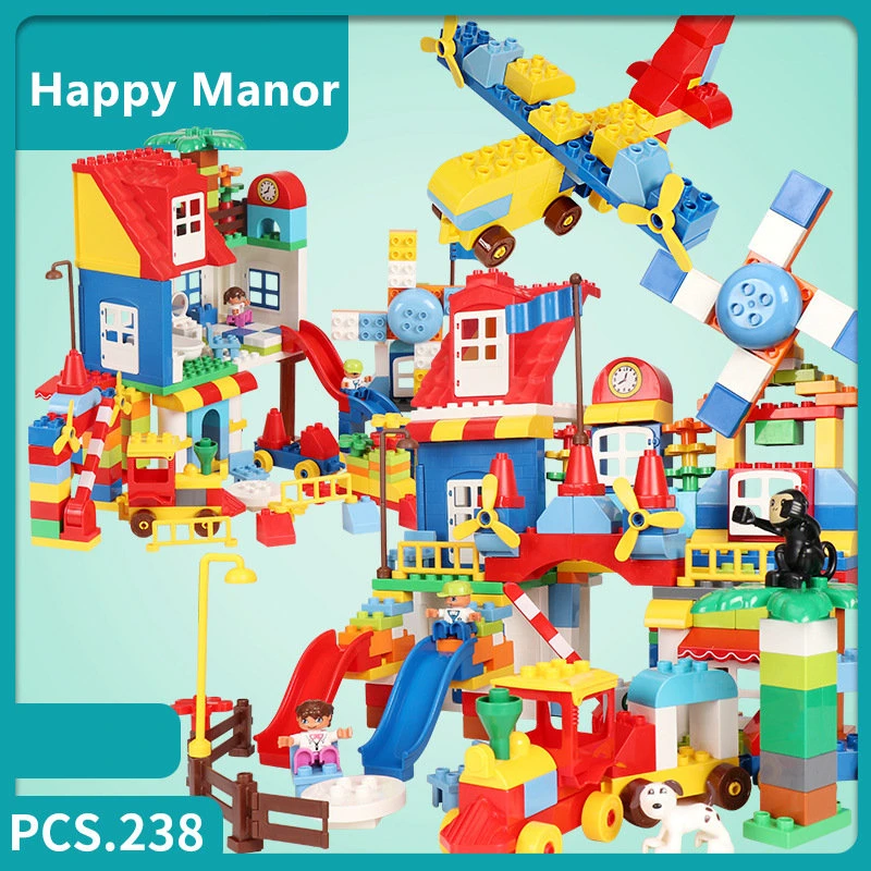 

238Pcs Sets City DIY Building Blocks Creative Bricks Duploed Colorful Bulk Bricks Educational Kids Toys