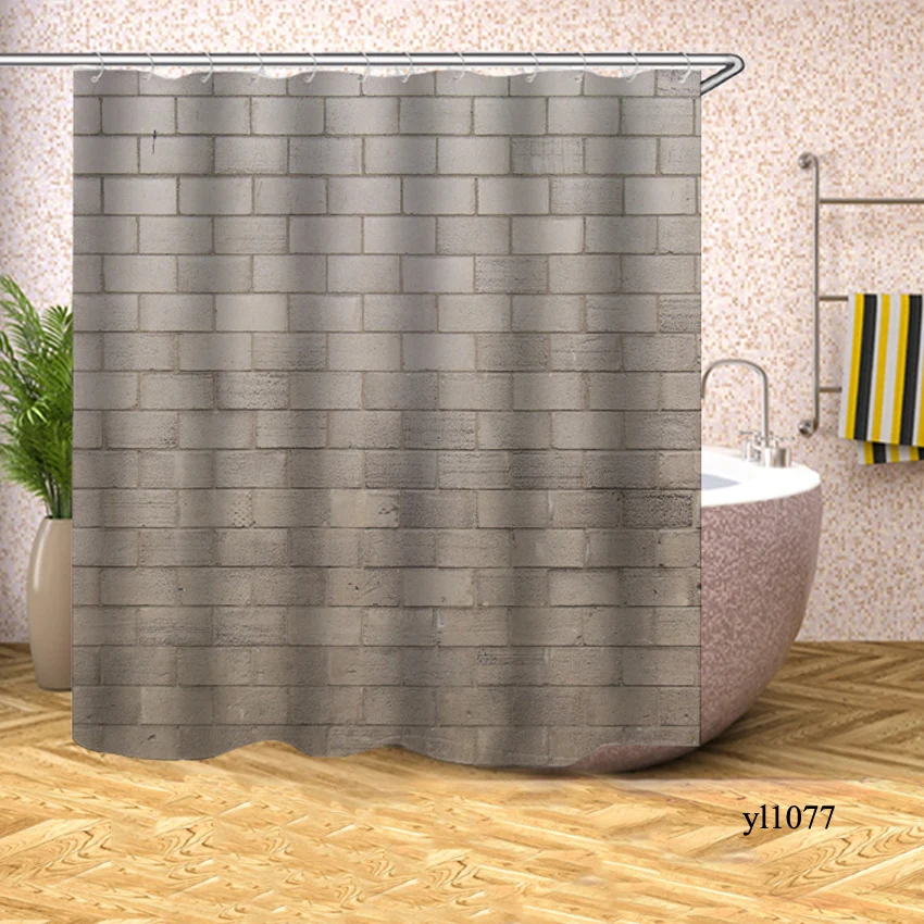 Pattern 21 3D занавеска для душа в ванную, Деревянный Рисунок кирпича, водонепроницаемая занавеска для ванной, занавеска для ванны, крышка для купания, большой широкий 12 крючков - Цвет: Pattern 21