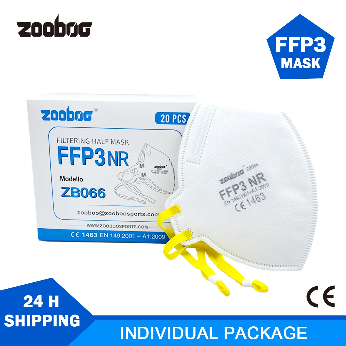 Маска для лица ZOOBOO CE FFP3 одноразовая Защитная противовирусная маска головной убор