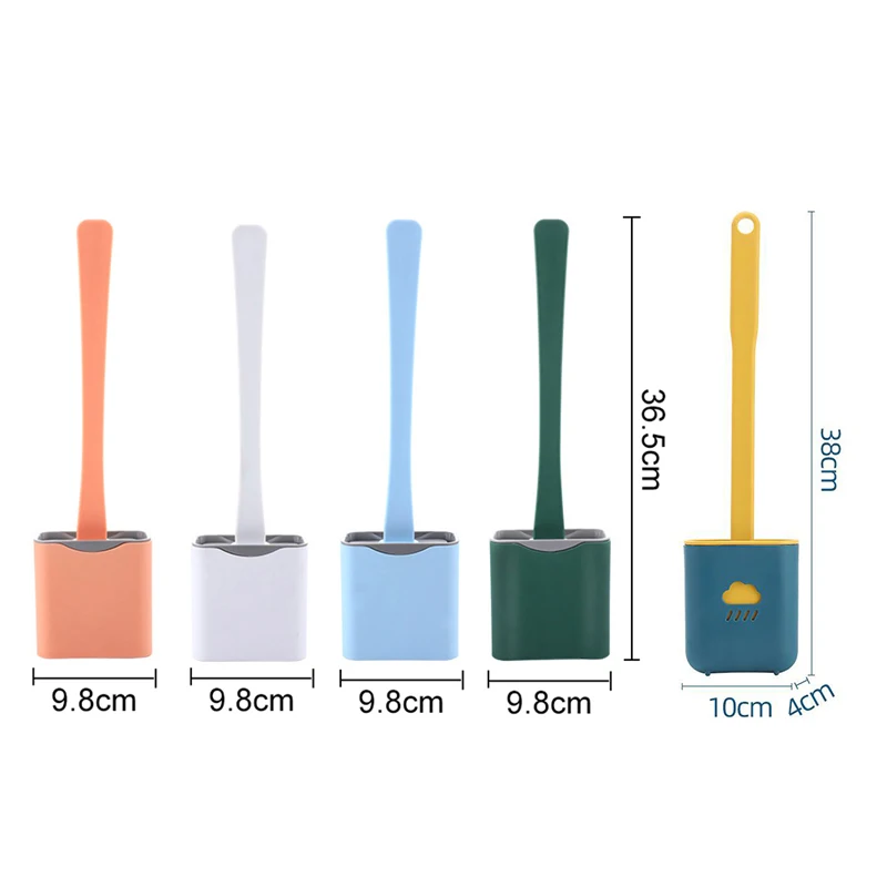 

New Silicone Wc Toilet Brush Flat Head Flexible Soft Bristles Brush With Quick Drying Holder Set Bathroom Accessory Gap Cleaning
