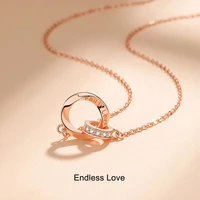 fashion couple s925 silver plated epoxy interlocking rings pendant personalized necklace valentines day anniversary gift