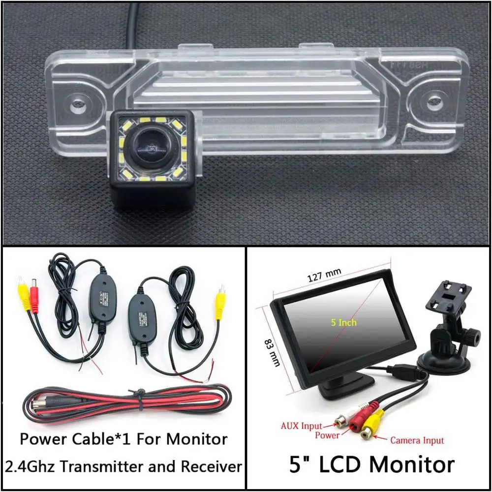 C Wireless 5inch LCD 12 Светодиодный свет автомобиль резервная камера заднего вида Камера для Renault koleos 1 2007- samsung QM5 MK1 samsung SM5 KPQ/A32 заднего хода автомобиля - Название цвета: C Wireless 5inch LCD