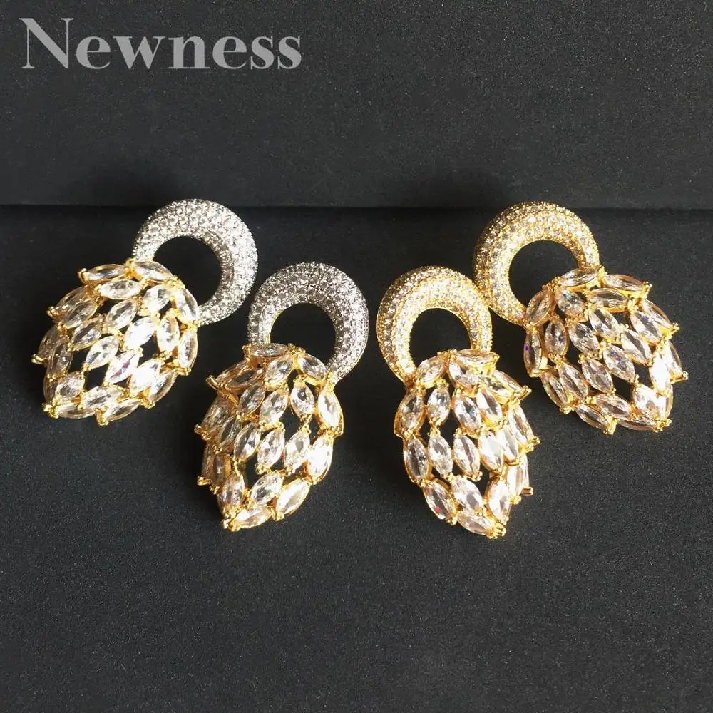 

Luxury Flowers Cubic Zircon For Women Dubai African Bridal Wedding Party Jewelry Earring