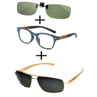 3pcs comfortable wood squared reading glasses for men women sunglasses pilot metal luxury double bridge sunglasses clip