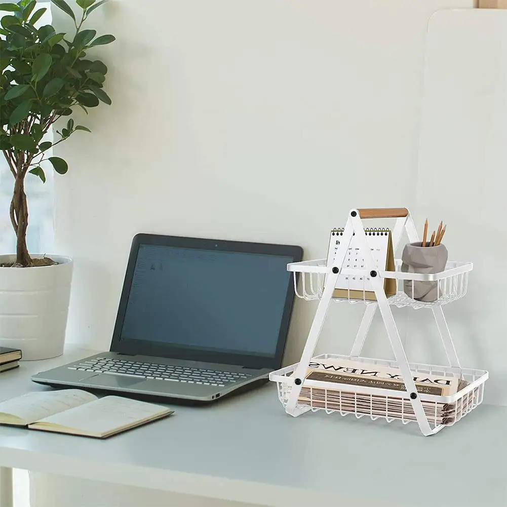 2-Tier Metal Fruit Basket Portable Kitchen Storage Vegetables For Fruits Household Rack Shelf Countertop Supplies Y2T2 | Дом и сад