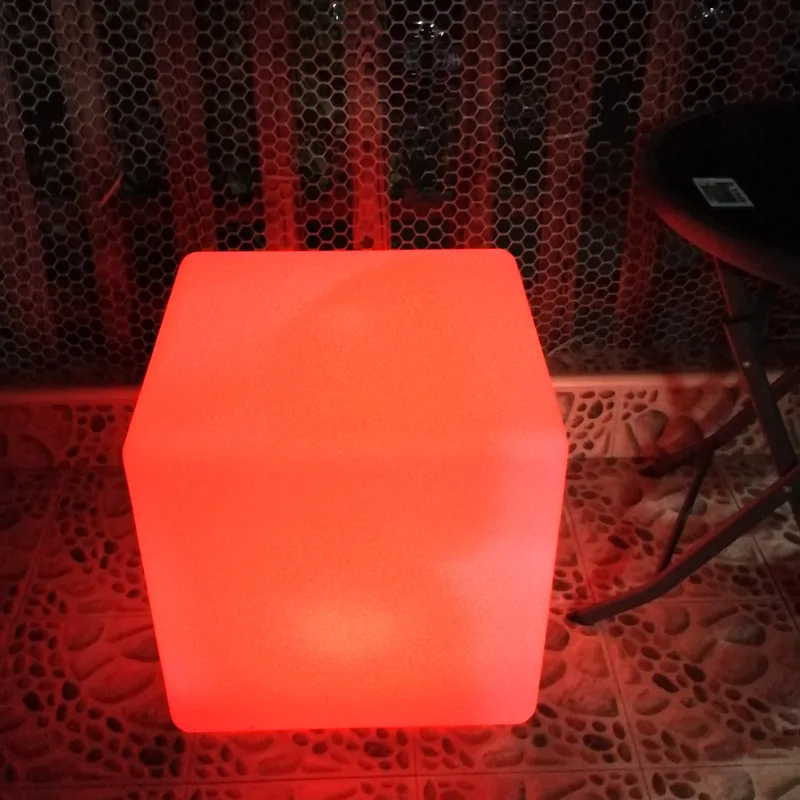 

60cm 1.97FT LED Cube Stool Seat Luminiferous Cubic Table Chair High Brightness Luminous Stool Cube Chair free shipping 1pc