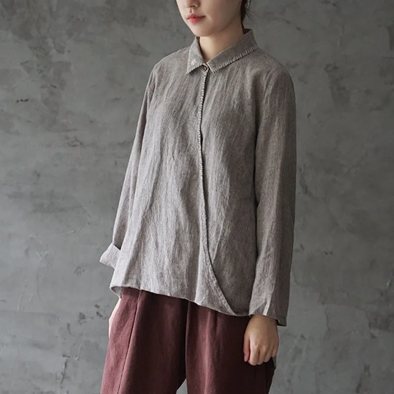 Новинка 2020 Повседневная рубашка в полоску с вышивкой и отложным воротником