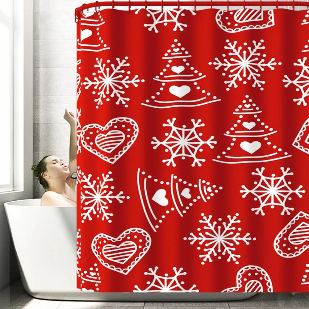 

New Christmas Snowflake Print Waterproof Shower Curtain 180*180cm Home Bathroom Curtain