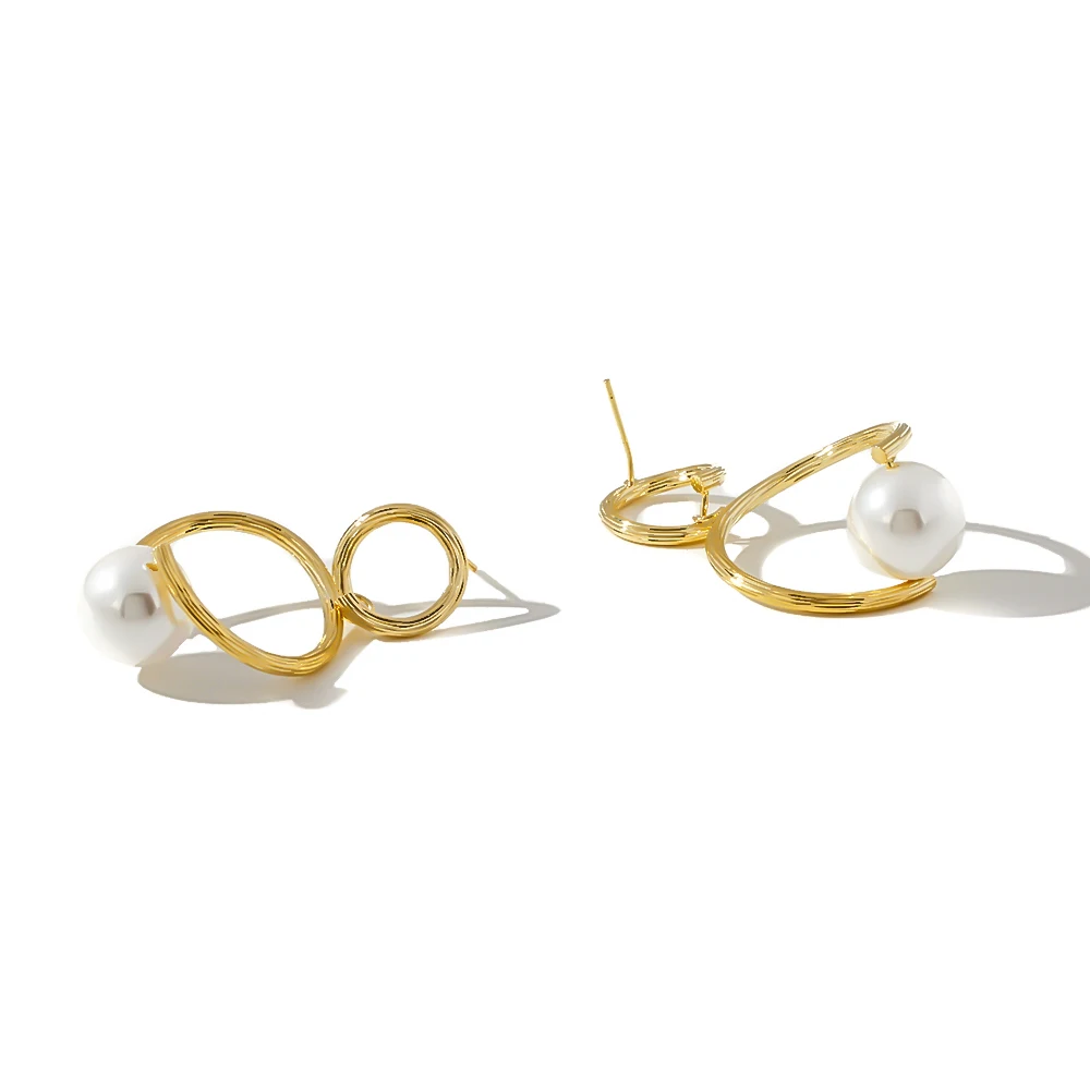 Yhpup Korean Minimalist Dangle Earrings Personality Imitation Pearls Metal Gold Oorbellen Pendientes Mujer Moda 2019 | Украшения и