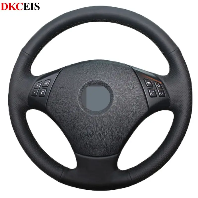 Сшитая вручную Черная мягкая искусственная кожа чехол на руль автомобиля для BMW