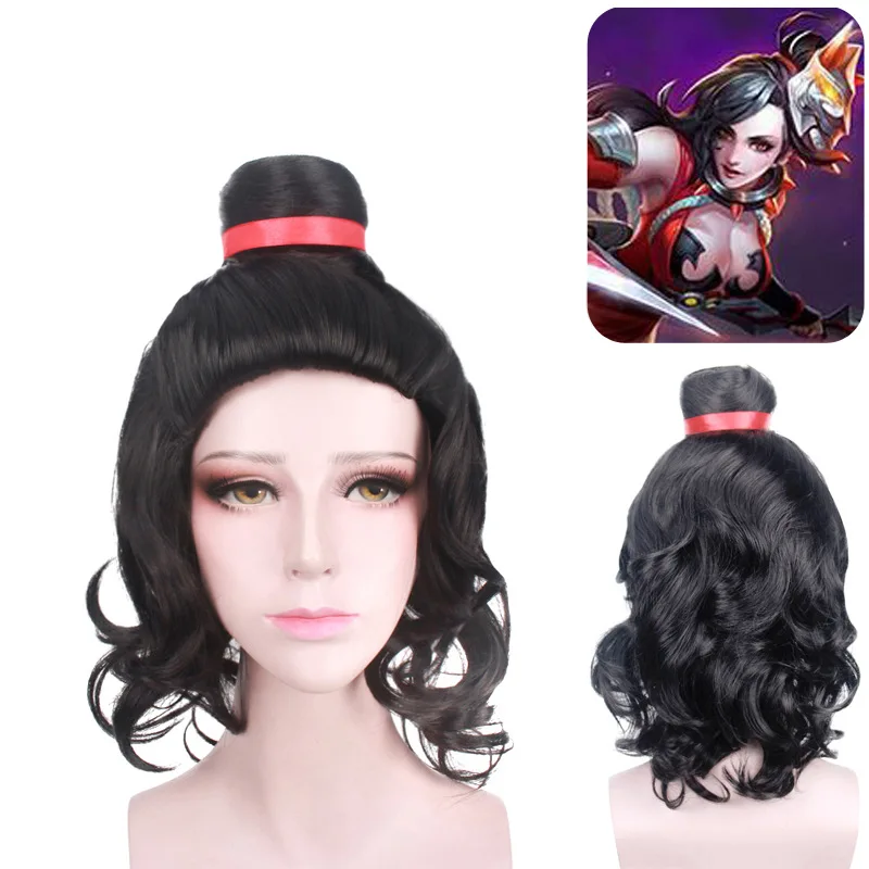 

Glory of Kings Game Cos Style Model Maruko Head Death Blade Jing Ke Cosplay Wig Halloween Cosplay Heat-resistant Synthetic Wig