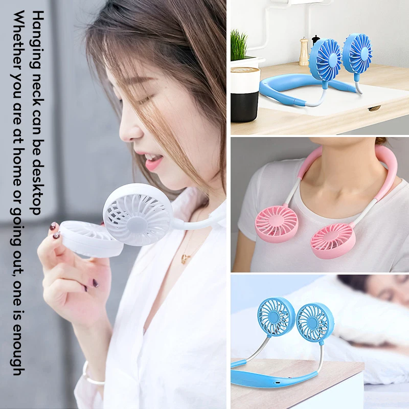 

dhl Mini USB Portable Fan Hands-free Neck Fan Rechargeable Battery Portable Sports Fan 2000mA Desk Hand Air Conditioner cooler