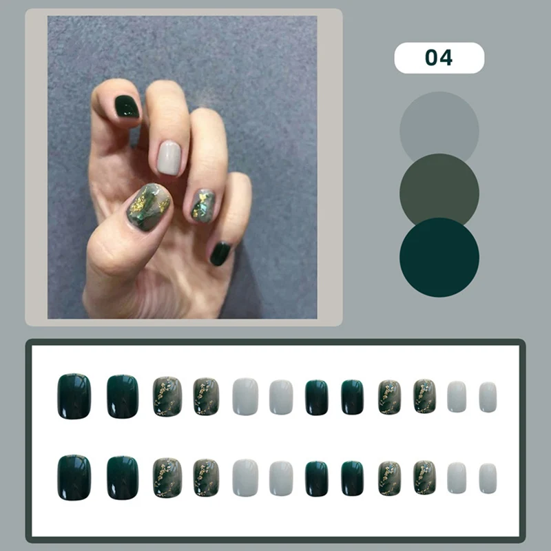 

24Pcs set Wearable Manicure Waterproof Piece Detachable Length Nail Art Decoration KG66