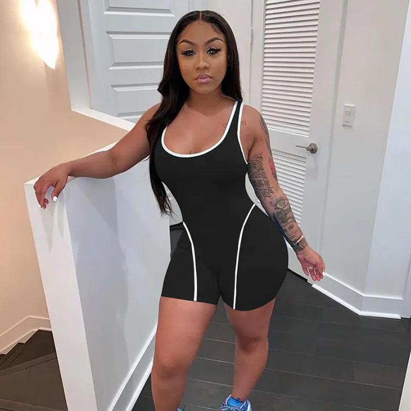 New women's sexy sleeveless reflective tight siamese shorts |