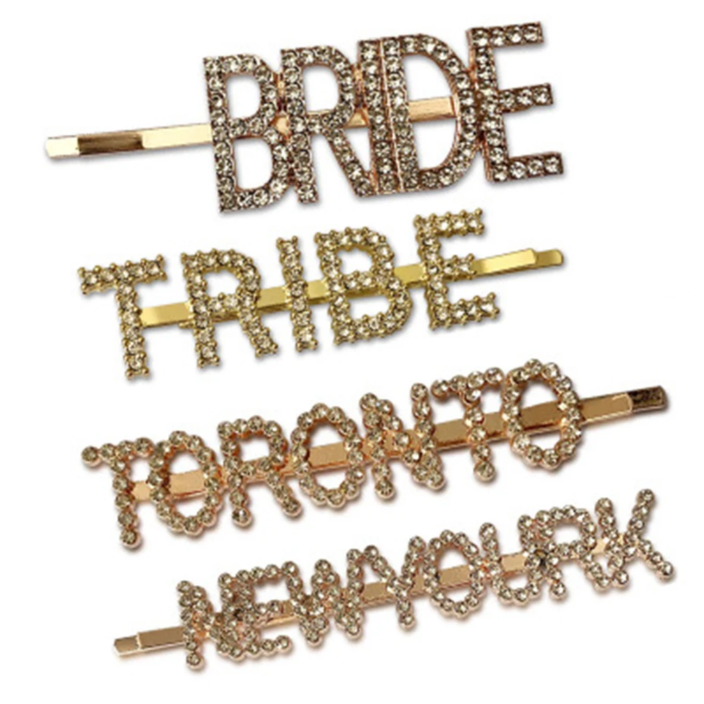 НОВЫЕ шпильки для волос с кристаллами Стразы заколки надписями женский
