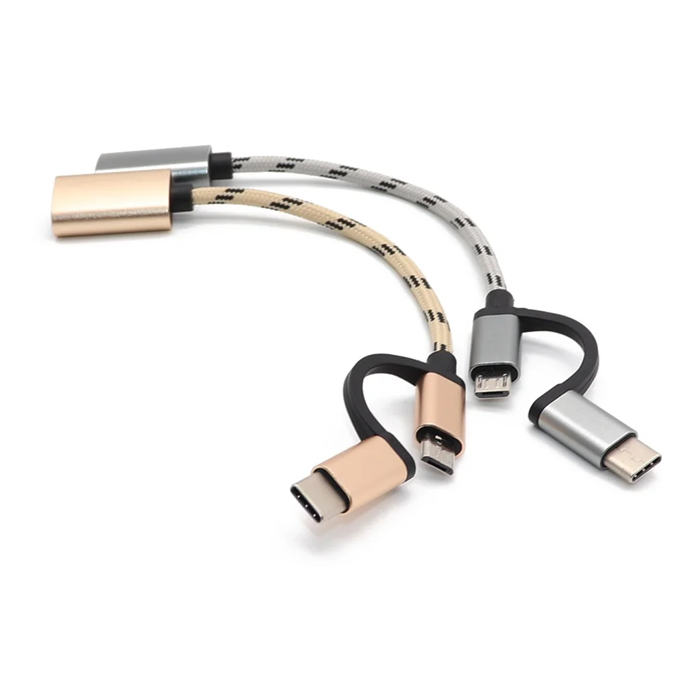 2 в 1 кабель USB 3 0 OTG нейлоновой оплетке Micro Тип C зарядный адаптер для синхронизации