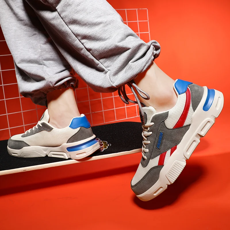 

Men Vulcanized Shoes 2021 Outdoor Casual Sneakers Comfortable Light Mesh Breathable Flat Shoes Running Walking Trainers Footwear