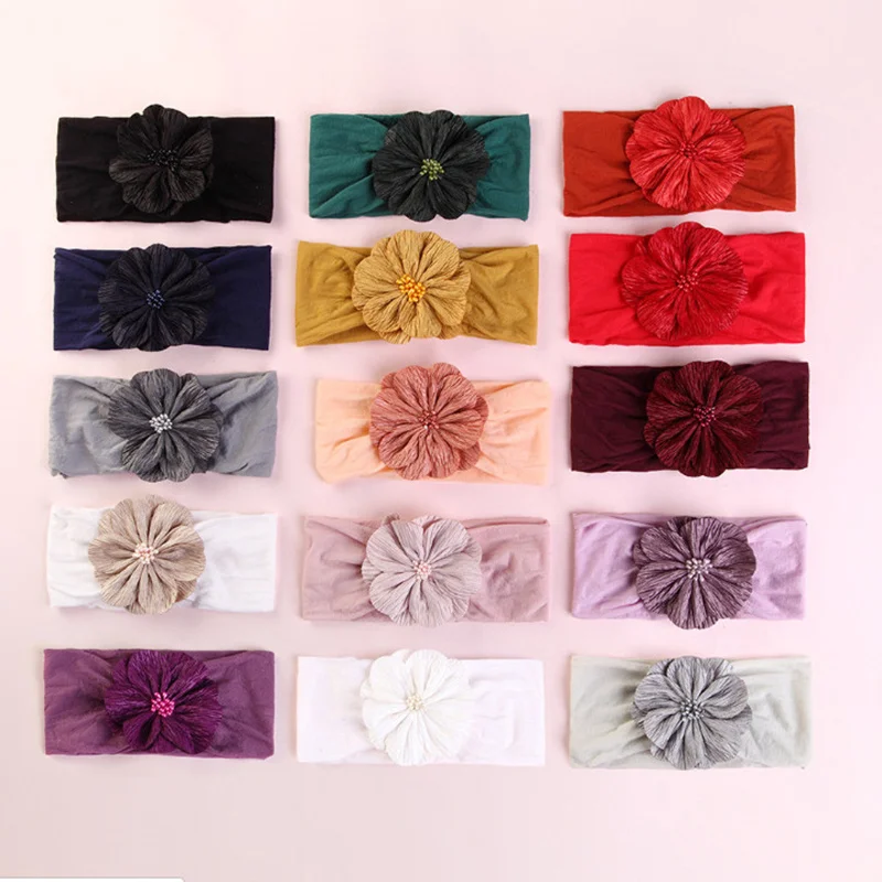Новорожденный 15 цветов хлопок цветок головная повязка для головной убор девочки