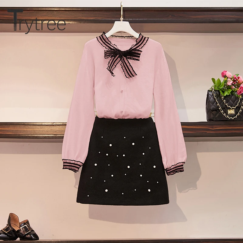 Trytree осенне-зимний комплект из двух предметов Повседневный вязаный свитер с