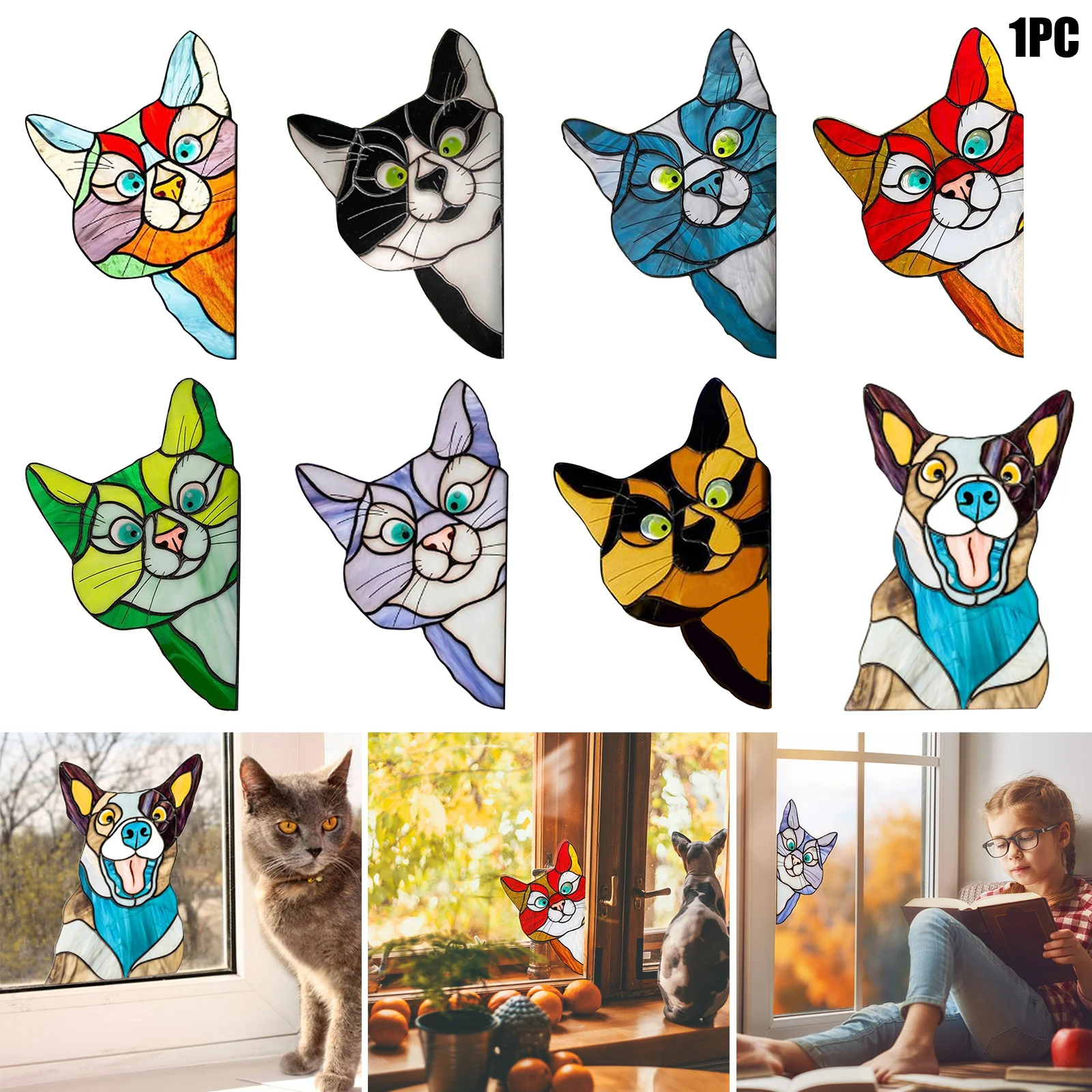 

Stationery Sticker Removable 3D Cartoon Animal Glass Window Decals Animals Wall Stickers Wall Decor for Home EM88