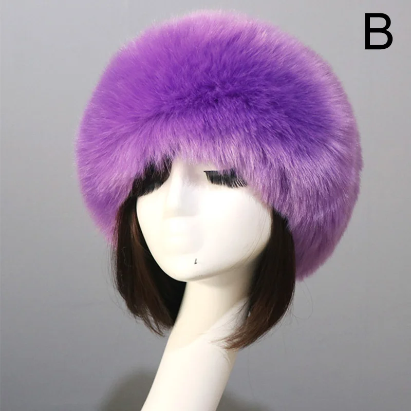 Women Faux Fur Cap Fashion Casual Solid Winter Warm Comfortable Female Short Plush Hairband Empty Top Hat Outdoor Ski Hats mens fur bomber hat