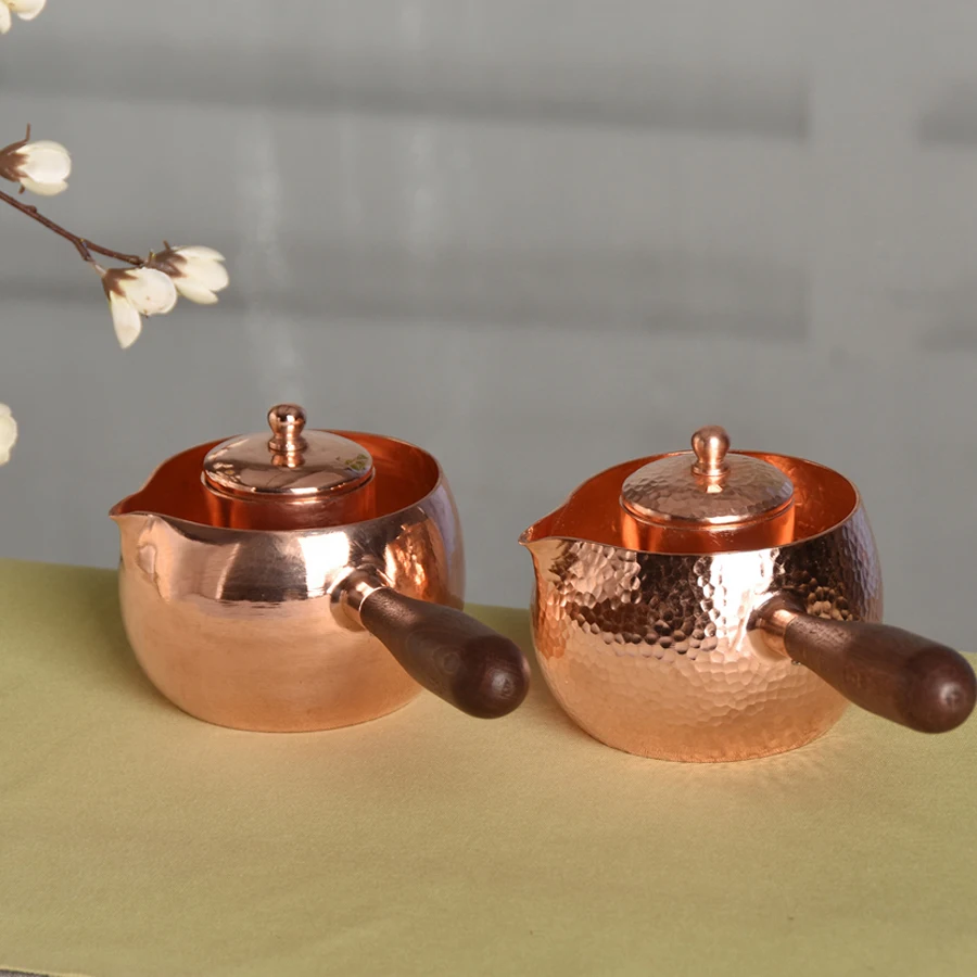 

Handcraft Pure Copper Teapot Kettle Coffee Tea Pot with Handle Water Boiler Hammer Pattern Drinkware