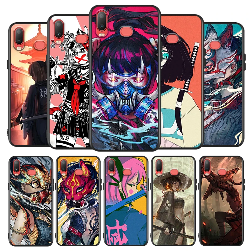

Anime girl samurai For Samsung Galaxy A9 A8 Star A750 A7 A6 A5 A3 Plus 2018 2017 2016 Black Phone Case Soft Cover
