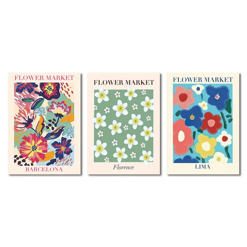 Декор комнаты Подростковая Картина на холсте красочные цветы свежий постер