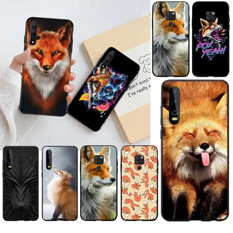 

YJZFDYRM Animal fox in the wild Autumn Black Soft Phone Case for Huawei P40 P30 P20 lite Pro Mate 30 20 Pro P Smart 2019 prime
