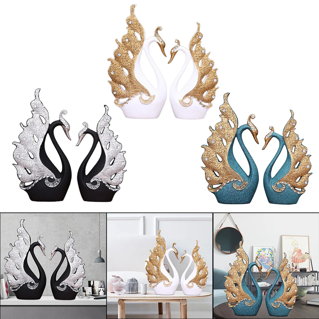 

Swan Lover Statue Figurines Resin Ornaments Craft Wedding Gifts Home Decoration