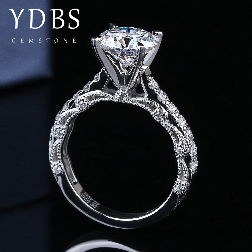 

YDBS 8.0mm 2ct Round Cut 10k 14k 18K White Gold Moissanite Ring Half Full Eternity Sizes Original Dazzling Female Jewelry