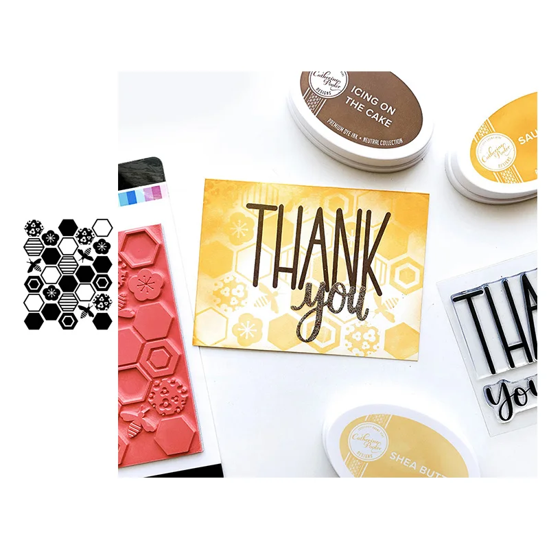 Прозрачные резиновые штампы JC для скрапбукинга пятиугольные сотовые пчелы