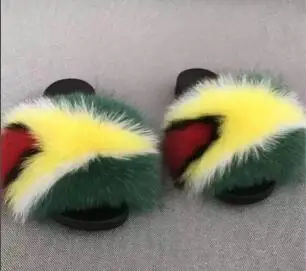 as pic shows COOLSA/женские нескользящие шлепанцы на плоской подошве с лисьим мехом; женские меховые шлепанцы; женские плюшевые меховые тапочки; Прямая поставка; обувь на меху; женская обувь; Лидер продаж - Цвет: as pic shows