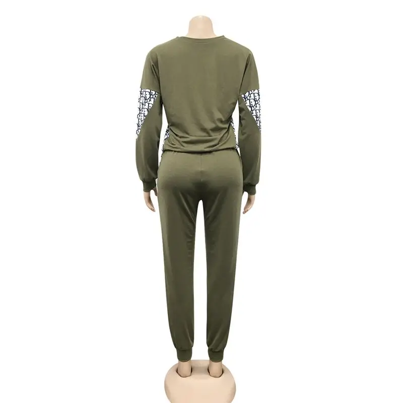 

ZKYZWX Aesthetic Elasticity Two Piece Tracksuit Set Long Sleeve Top and Sweatpants Lounge Wear Matching Sets for Women Clothes