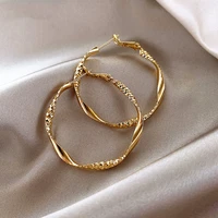 big round earrings golden metal earrings fashion ladies banquet jewelry accessories