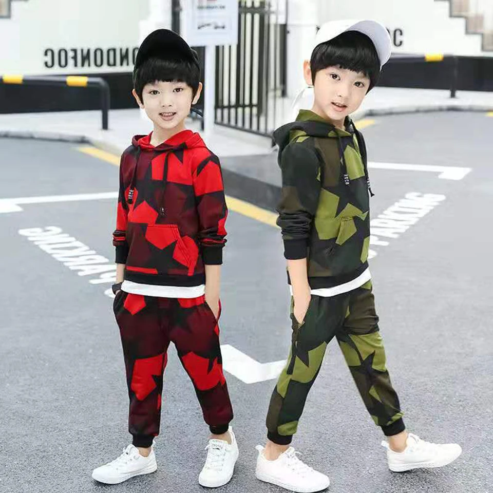 

New Long Sleeve Jackets Coat + Long Pants Boys Clothes 2PCS Autumn Spring Kids Clothes Hooded Children Kids Boys Clothing Set
