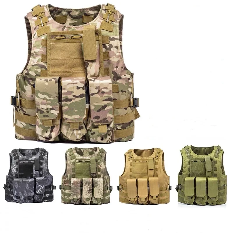 

600D Tactical Vest Military Molle System Amphibious Body Armor Hunting Vest Adjustable CS Outdoor Protective Lightweight Vest