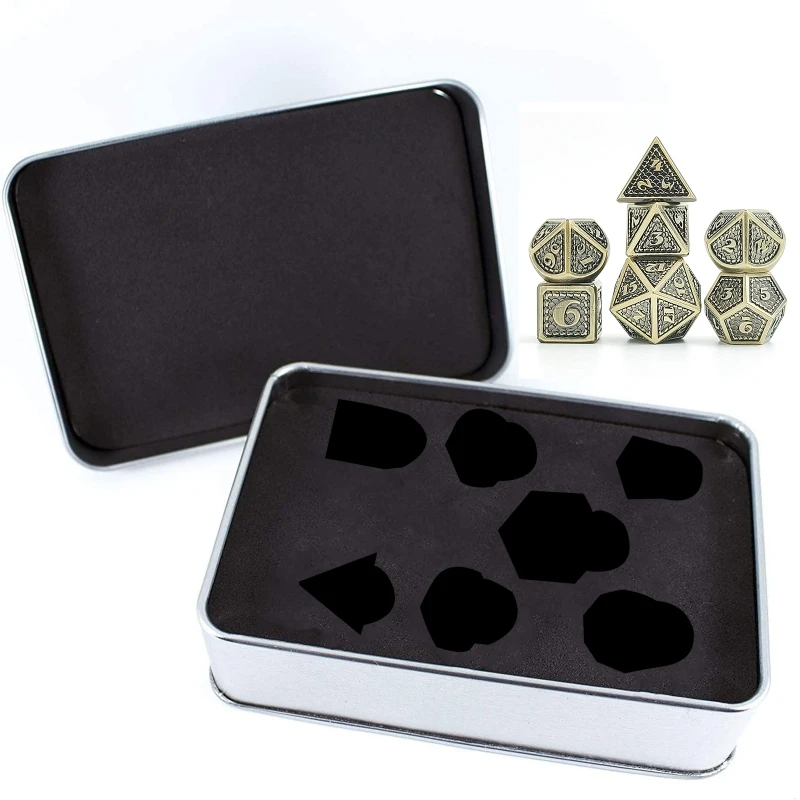 

7 PCS Dragon Scale Metal Dice Metallic DND Game D&D Dice with Free Metal Case 448D