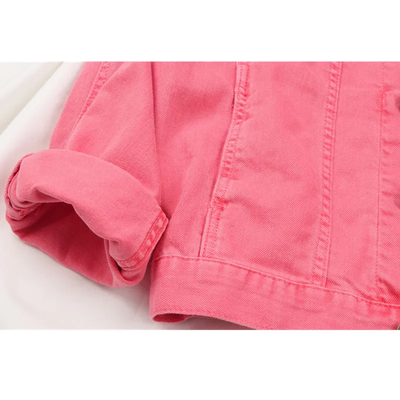 Женская джинсовая куртка розовая Свободная куртка-бомбер с рукавом летучая мышь