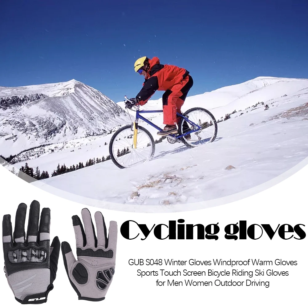 

GUB S048 Winter Gloves Windproof Warm Gloves Sports Touch Screen Bicycle Riding Ski Gloves for Men Women Outdoor Driving