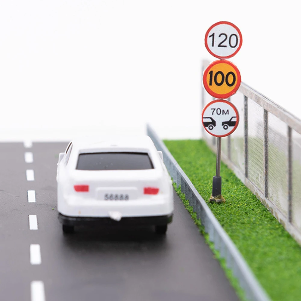 

DIY Traffic Road Signs Model Diorama Toy Accessories Sand Table Architectural Landscape Garden Decoration Gifts For Kids 3head