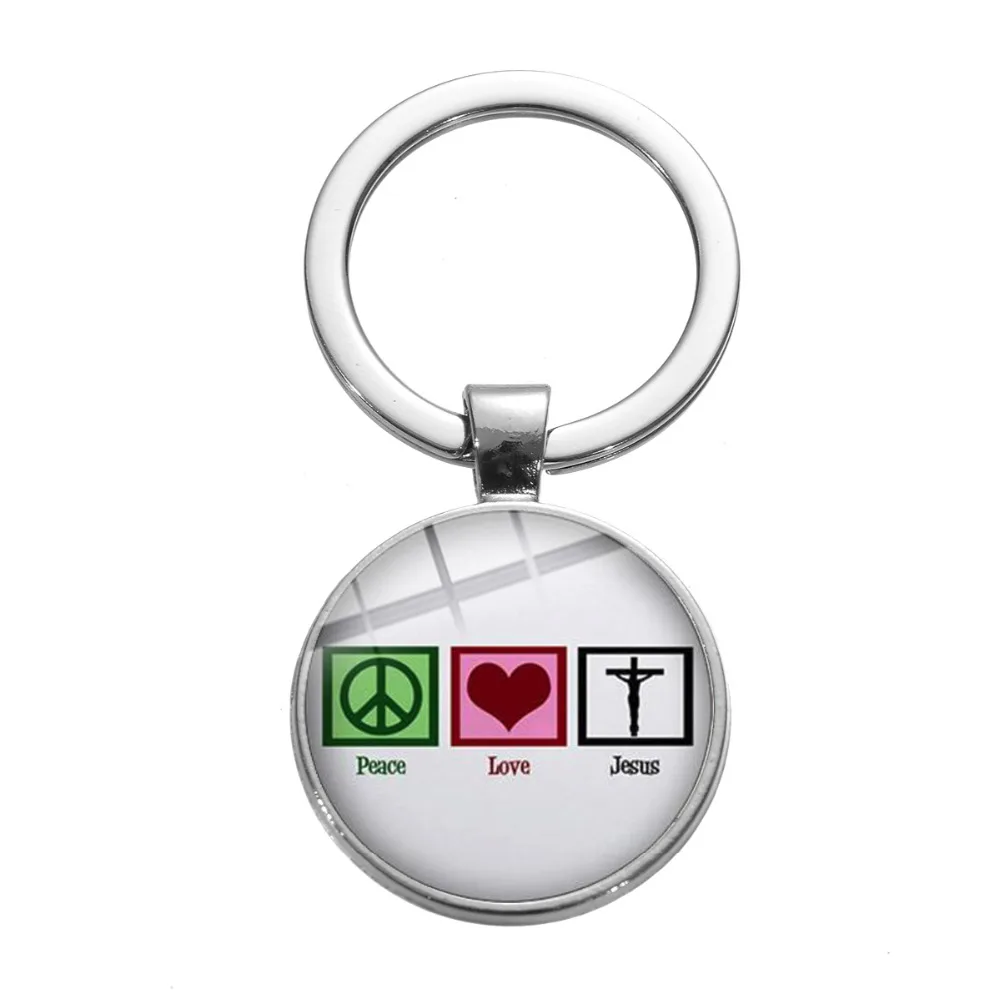 SONGDA рыба с крестом знак Иисуса Брелок-Шарм религиозный Ichthus I Love Jesus Cross Peace glass Photo Dome сувенир-брелок для ключей