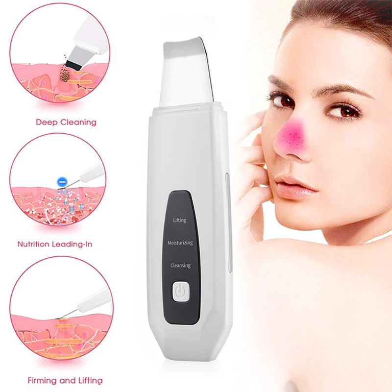 USB Ultrasonic Blackhead Remover Ion Deep Cleaning Skin Beauty Scrubber Peeling Shovel Facial Pore Cleaner Face Lifting | Красота и