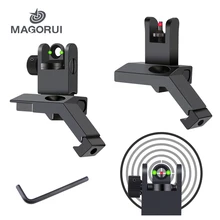 Magorui 45 Degree Offset Fiber Optics Sight Iron Sight Flip-up Front and Rear Sights with Red and Green Dots Fit Picatinny Rail