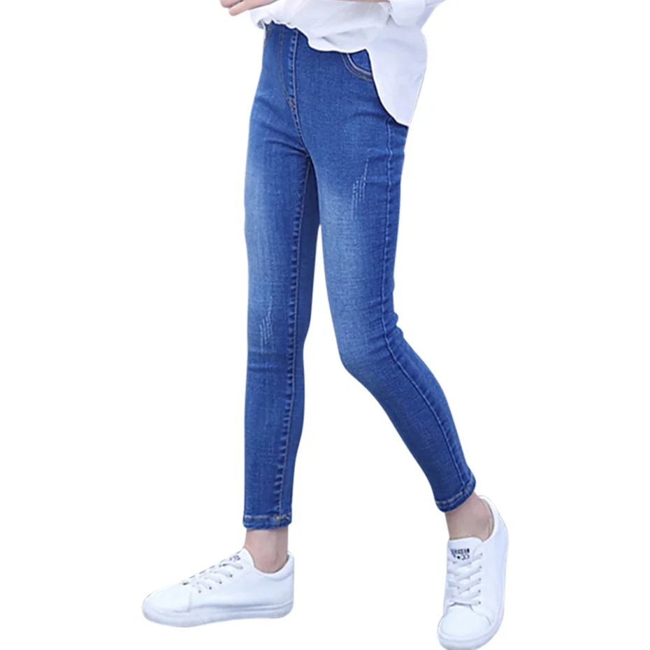 

Детские джинсы для девочек, Стрейчевые брюки-карандаш, осенние джинсы, новинка, джинсы для девочек 6, 8, 10, 12, 14